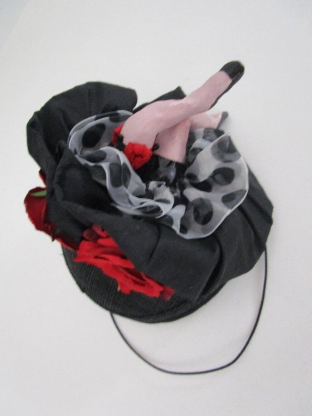 Cancan Steampunk Percher Whimsy Hat Red Roses Moulin Rouge